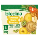 BLEDINA - Coupelles Pommes Kiwis Ananas dès 8 mois 4x100g thumbnail 1