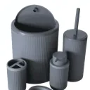Ensemble 5 Accessoires Salle de Bain en Plastique – Poubelle - Distributeur - Brosse WC thumbnail 1