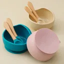 Set repas silicone bébé 3 pièces – Bol, cuillère, fourchette thumbnail 1