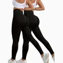 Legging Yoga Femme Taille Haute haute extensible  – Noir, Ultra Confort taille M, 2PCS thumbnail 1