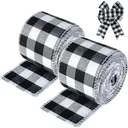 Ruban d'emballage 19 yards avec bords câblés, pour festival et maison (noir et blanc) thumbnail 1