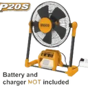 Ventilateur de Chantier Sans Fil 7″ CFALI2001 – Alimentation Hybride AC/DC 20V, Inclinaison Ajustable et 2 Vitesses thumbnail 1
