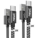 XIAOMI - Câbles USB-C [2x : 1m+2m] Nylon Tressé – Compatible Samsung, Huawei thumbnail 1