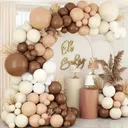 100pièces Kit d'arche de ballons en latex blanc beige et brun thumbnail 1