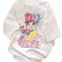 T-shirt Fille Ado Été – Col Rond Imprimé Dessin Animé thumbnail 1