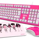 Krom - Krom 3 IN 1 GAMING COMBO clavier Souris incluse Jouer USB QWERTY Rose, Blanc thumbnail 1