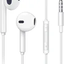 K&J - Ecouteurs Filaires avec Microphone et Contrôle du Volume - Cable Jack 3,5 mm (Blanc) thumbnail 1