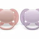 PHILIPS AVENT - Lot de 2 sucettes douces et flexibles pour bébés âgés de 0 à 6 mois, sans BPA, avec étui thumbnail 1