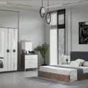 Chambre à Coucher 6 battants 4 pièces Blanc Marron Round thumbnail 1