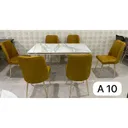 Table à Manger 6 places 80X140 Métal Blanc-dore A10 thumbnail 1