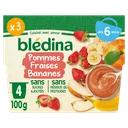 BLEDINA - Compote de Fruits Bébé Pommes Fraises Banane - Dès 6 mois thumbnail 1