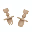 Lot de 2 Cuillères et Fourchettes Bébé en Silicone Alimentaire thumbnail 1