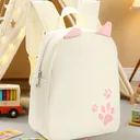 Sac à Dos Velours Côtelé – Patte de Chat Brodée Beige Rose thumbnail 1