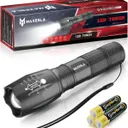 Maxesla Lampe Torche LED 2000 Lumens, 2024 Lampe Torche LED Super Lumineuse, Puissante Alimentée par Pile, Zoomable, Résistante à l'eau, IP65 Lampe de Poche Tactique, Camping en Plein Air, 3 Piles AAA thumbnail 1