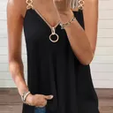 Débardeur Femme Élégant sans Manches avec Fermeture Éclair et Bretelles à Double Boucle - Rouge, Encolure en V, Tenue Décontractée, Haut d'Été Casual | Débardeur En V | Détail Fermeture Éclair thumbnail 1