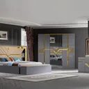 Chambre à Coucher Armoire 6 battants 6 pièces Gris 6189F thumbnail 1