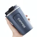 Tasse à Café Isolée avec Couvercle Résistant à la Chaleur – 380 ml - Bleue thumbnail 1