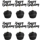 Décorations de toppers de cupcake slogan Happy birthday,12 pièces thumbnail 1