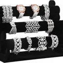 SONGMICS - Porte-Bijoux 3 Barres en Velours Noir – Présentoir Colliers, Bracelets & Montres thumbnail 1