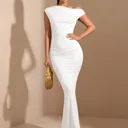SHEIN BAE - Robe élégante à Col Asymétrique - Ourlet Sirène Extra Long - Taille XS thumbnail 1