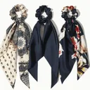 Chouchous Furling Girl – Lot de 3 Élégants, Ruban Flottant & Motifs Bleus thumbnail 1