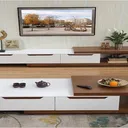 Table Televiseur 2000X400X450 TV207 Blanc Marron TV203 + Table Basse TVB048 thumbnail 1