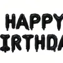 Ballons d'anniversaire en forme de lettre noire de 16 pouces thumbnail 1