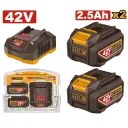 Kit 2 Batteries 42V 2,5 Ah + Chargeur Rapide Ingco thumbnail 4