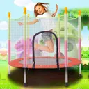Trampoline Enfant -1,40 × 1,22 Filet de sécurité Porte zippée Couvre - Ressorts 6 poteaux rembourrés Inclus-GS thumbnail 1
