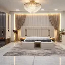 Chambre à Coucher Armoire 6 battants 7 pièces Beige Violet thumbnail 1