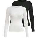 T-Shirts Femme Unicolores – Lot de 2, Manches Longues, Taille S thumbnail 1