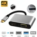 Hub USB-C 4 en 1 avec HDMI 4K et VGA thumbnail 1