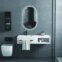 Meuble Salle de bain avec miroir led et anti buée en pierre fritté-1200 – GG-46080 thumbnail 3