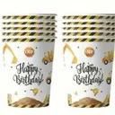 Gobelets en papier – Thème construction jaune (20 pièces) thumbnail 1