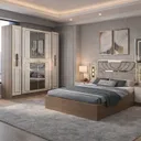 Chambre à Coucher 6 battants 5 pièces Blanc Beige MC619 thumbnail 1