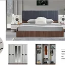 Chambre à Coucher 6 battants 4 pièces Blanc Marron Round thumbnail 3