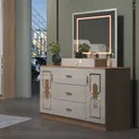 Chambre à Coucher 6 battants 5 pièces Blanc Beige MC619 thumbnail 4