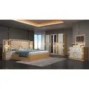 Chambre à Coucher 6BATTANTS 5PIECES Beige Blanc MC615 thumbnail 1