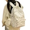 Sac à Dos École Nylon – Multiples Compartiments Blanc Cassé thumbnail 1