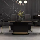 Table à Manger 6 places 160X90CM Noir C606 (1+6) thumbnail 1