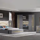 Chambre à Coucher Armoire 6 battants 6 pièces Gris 6191F thumbnail 1
