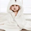 Peignoir de bain en polylester à capuche- Couleur blanche thumbnail 1