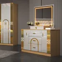 Chambre à Coucher 6BATTANTS 5PIECES Beige Blanc MC615 thumbnail 4