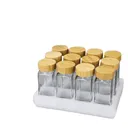 Lot de 12 pots à épices de cuisine – Bocaux transparents avec couvercles en bois thumbnail 1