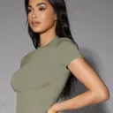 SILQUEE – T-shirt ajusté unicolore vert militaire (taille XS) thumbnail 1