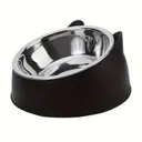 Bol pour Chat en Acier Inoxydable Surélevé, Plat Incliné 2-en-1 pour Nourriture & Eau thumbnail 1