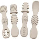 Ensemble de cuillère et fourchette en silicone alimentaire,4 pièces beige thumbnail 1