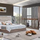 Chambre à Coucher 6 battants 5 pièces Gris Marron 912H thumbnail 1