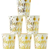 Gobelets en papier jetables – Blanc avec ballons dorés (25 pièces) thumbnail 1