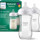 PHILIPS AVENT – Natural Response - Biberons en verre 240 ml (8 oz) avec tétines à débit moyen (Débit 3) thumbnail 1